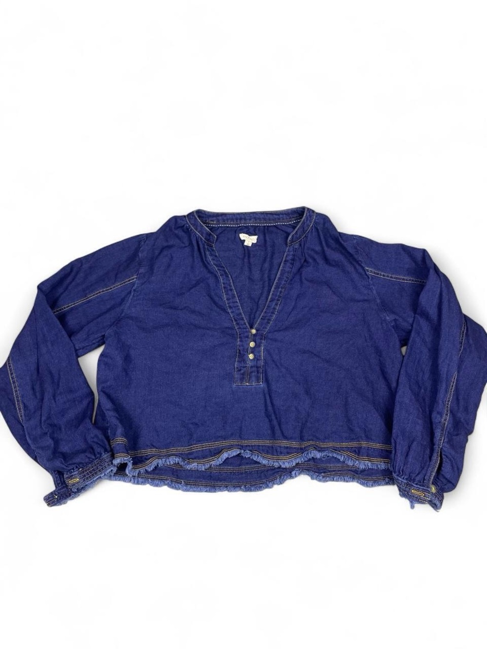Pilcro Women's Blue Long-Sleeve Peasant Top Size Small